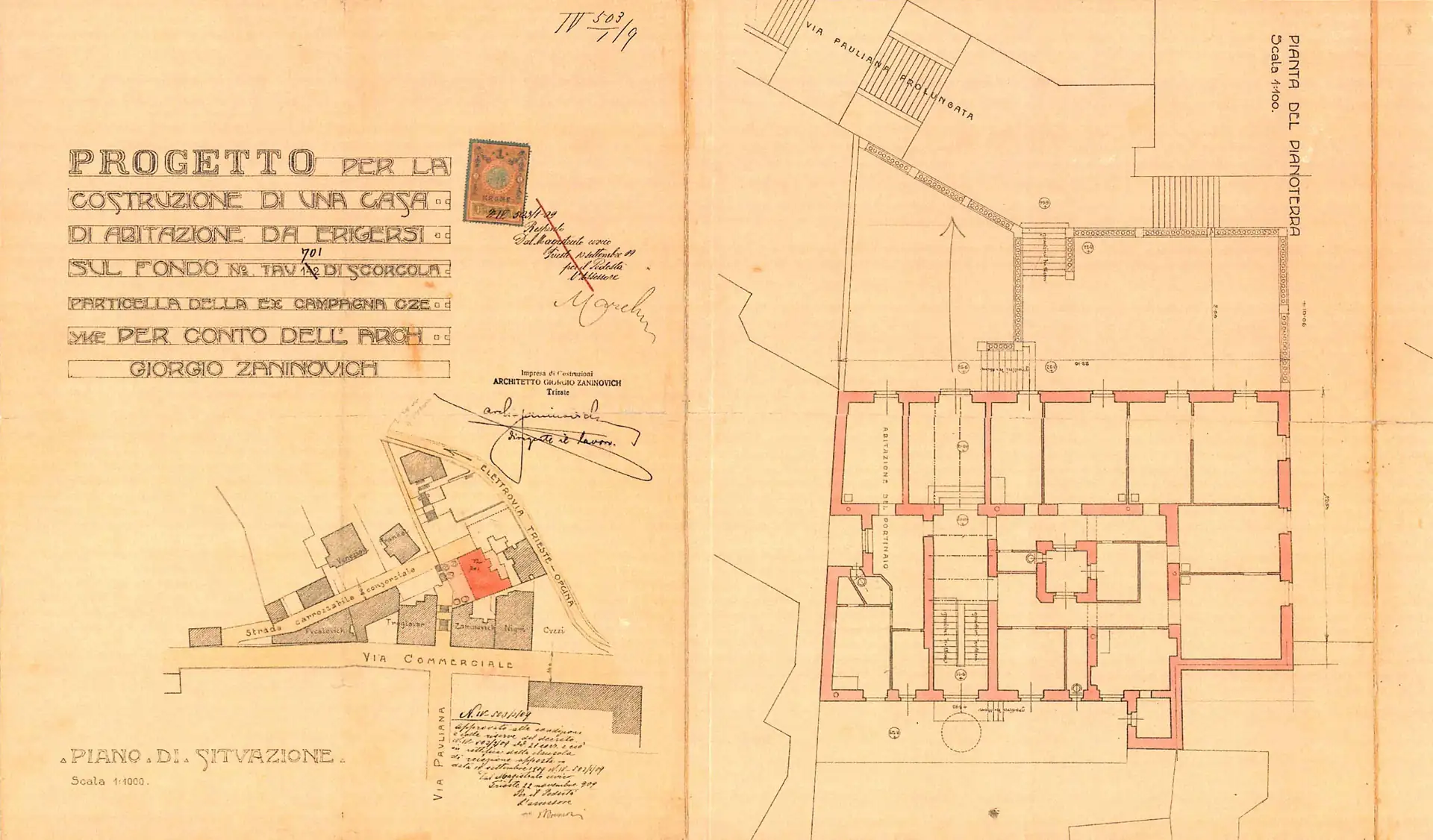 progetto originale architetto Giorgio Zaninovich liberty trieste cngroup ristrutturazione